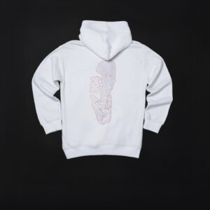 Imran Khan Stone Art Hoodie (Black / White Stones – Red Outline)