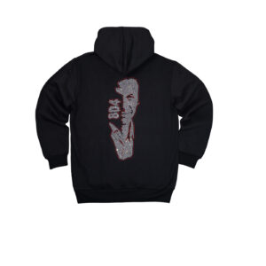 Imran Khan Stone Art Hoodie (Black / White Stones – Red Outline)