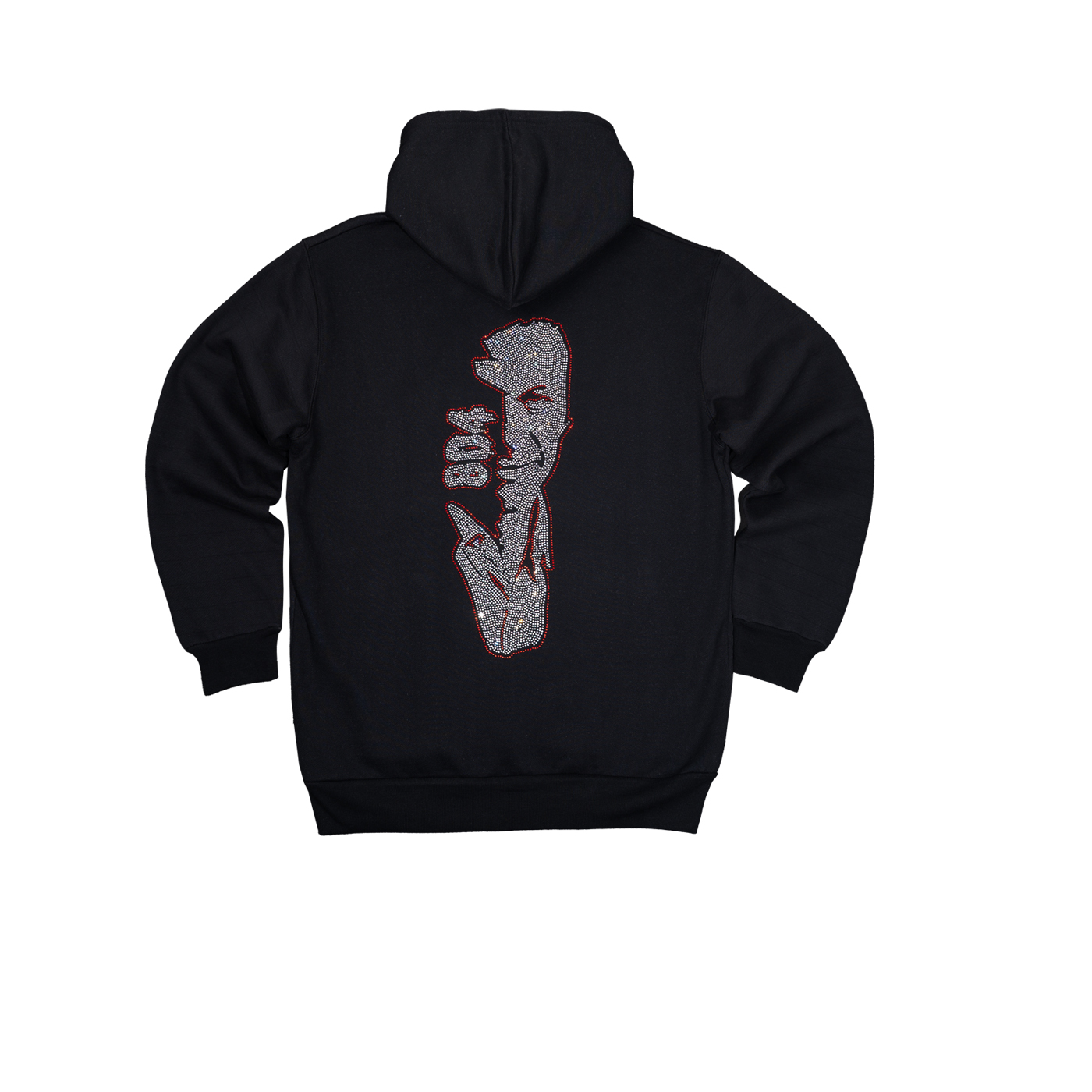 Imran Khan Stone Art Hoodie (Black / White Stones – Red Outline)